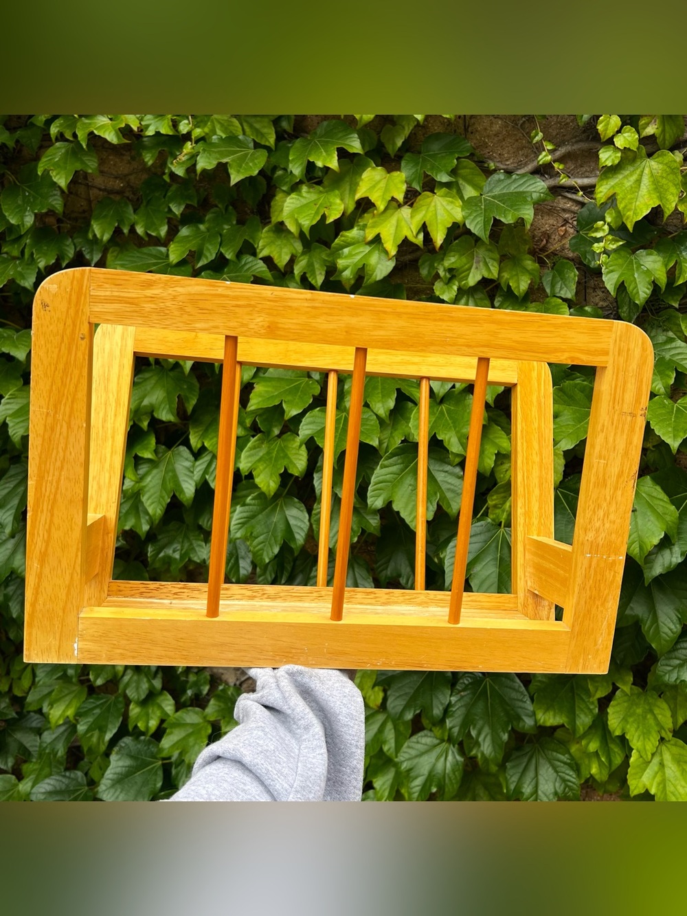 Vintage Solid Wood Magazine Rack Mid Century Modern Light Wood 18" Long